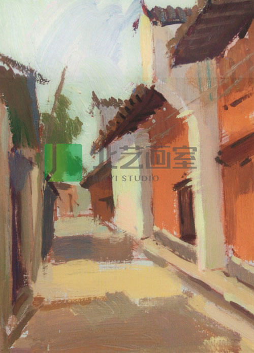 古鎮(zhèn)街景的畫法