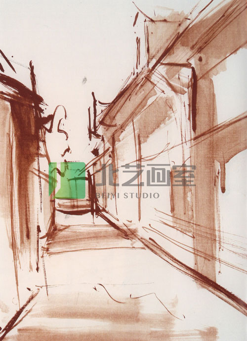 古鎮(zhèn)街景的畫法